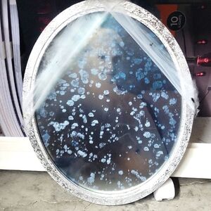 Elegant Silver and Blue Oval Wall Decoration